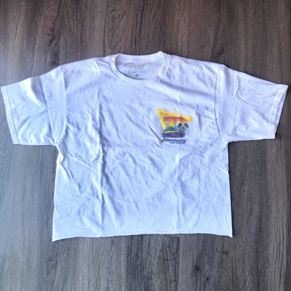 In-N-Out Burger Cropped T Shirt Women's M White Cotton Boxy California Pop Art